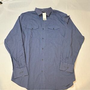 Banana Republic Slim Fit Blue Gingham Button Down Shirt L NWT